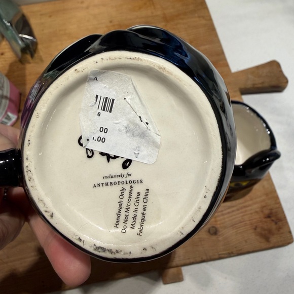 Anthropologie Black Ceramic Serving plate and 2 Mugs - Picture 5 of 12